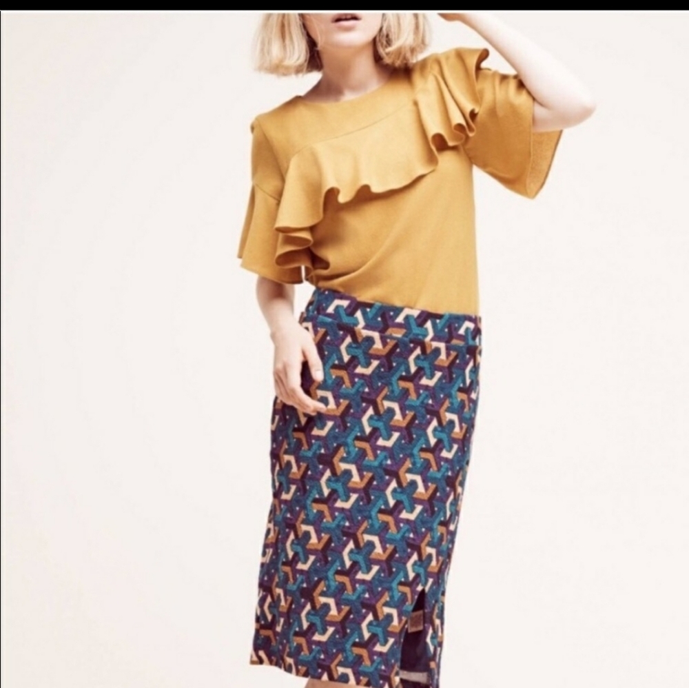 Anthropologie Maeve geometric print pencil skirt